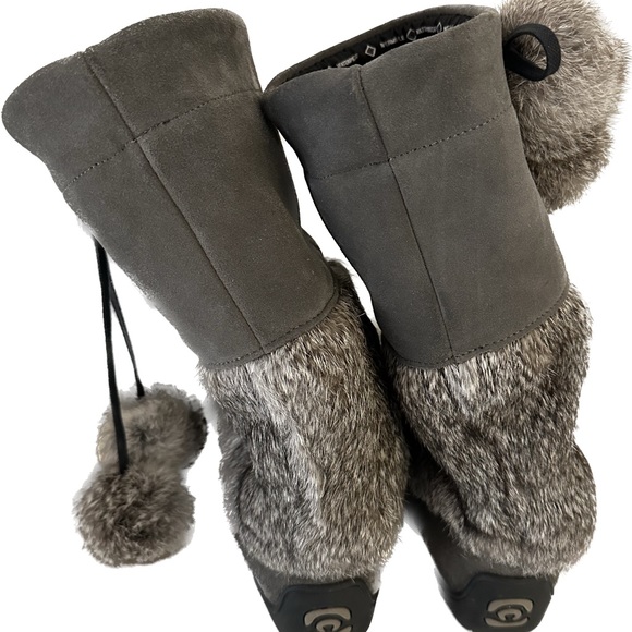 Mukluks Manitoba Gray Fur-Trimmed Women's waterproof Boots - Picture 2 of 7